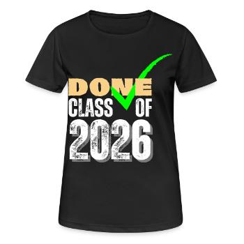 Coche de fin d’études de la promotion 2026 terminée - T-shirt respirant Femme - noir - Devant - AI Model Female 172 light (172cm)