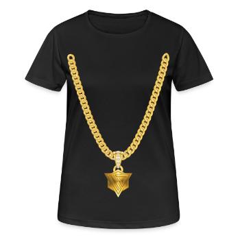 Rapperkette_Unus - Frauen T-Shirt atmungsaktiv - Schwarz - Vorne - AI Model Female 172 light (172cm)