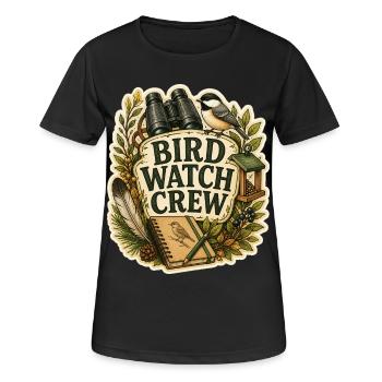 BIRD WATCH CREW Wolken - Frauen T-Shirt atmungsaktiv - Schwarz - Vorne - AI Model Female 172 light (172cm)