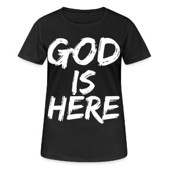 god is here - Women's Breathable T-Shirt - black - Front - AI Model Female 172 light (172cm)