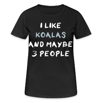 J’aime les koalas et peut-être trois personnes - T-shirt respirant Femme - noir - Devant - AI Model Female 172 light (172cm)