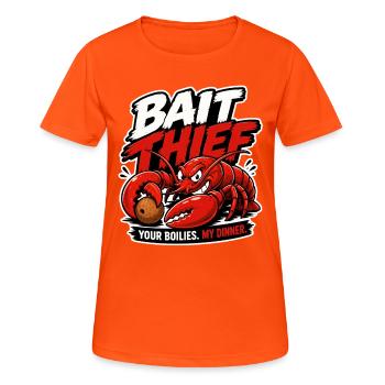 Köderdieb – lustiges Karpfenfischen-Design - Frauen T-Shirt atmungsaktiv - Neonorange - Vorne - AI Model Female 172 dark (172cm)