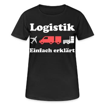 Logistik Design: Flugzeug, Lkw, Fracht - Frauen T-Shirt atmungsaktiv - Schwarz - Vorne - AI Model Female 172 light (172cm)