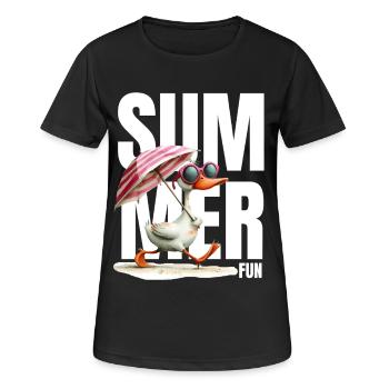 Canard d’été avec parasol et lunettes - T-shirt respirant Femme - noir - Devant - AI Model Female 172 light (172cm)