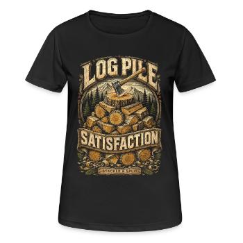 Holzfäller Baumfäller Log Pile Satisfaction - Frauen T-Shirt atmungsaktiv - Schwarz - Vorne - AI Model Female 172 light (172cm)