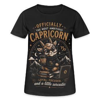 Capricorne Bureau Cosy - Humour Zodiaque - T-shirt respirant Femme - noir - Devant - AI Model Female 172 light (172cm)