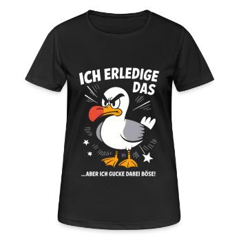 Möwe Seevogel Nen scheiss muss ich - Frauen T-Shirt atmungsaktiv - Schwarz - Vorne - AI Model Female 172 light (172cm)