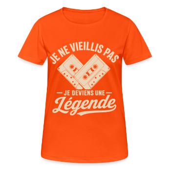 Anniversaire Cadeau humour personnalisé - T-shirt respirant Femme - orange néon - Devant - AI Model Female 172 dark (172cm)