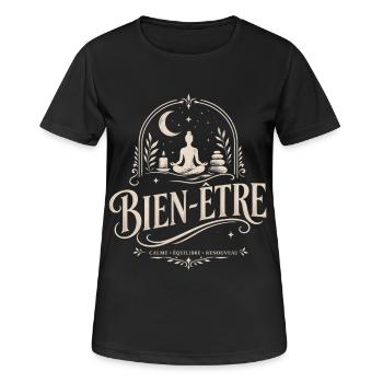 Art Céleste du Yoga & de la Méditation - T-shirt respirant Femme - noir - Devant - AI Model Female 172 light (172cm)