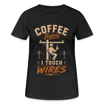 Café avant de toucher les câbles - T-shirt respirant Femme - noir - Devant - AI Model Female 172 light (172cm)