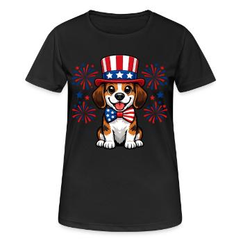 Beagle Patriot Süßer Hund Independence Day USA - Frauen T-Shirt atmungsaktiv - Schwarz - Vorne - AI Model Female 172 light (172cm)