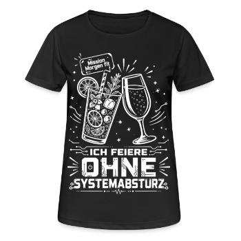 Ich feiere ohne Systemabsturz - Frauen T-Shirt atmungsaktiv - Schwarz - Vorne - AI Model Female 172 light (172cm)