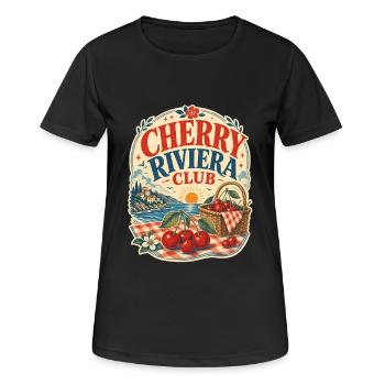 Design d’été du Cherry Riviera Club pour toutes les occasions - T-shirt respirant Femme - noir - Devant - AI Model Female 172 light (172cm)