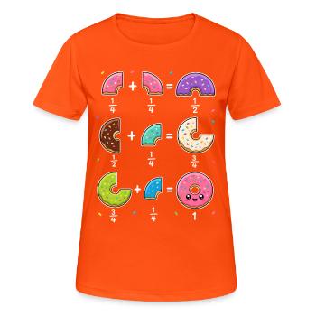 Donut Brüche Mathe Lernen mit Humor - Frauen T-Shirt atmungsaktiv - Neonorange - Vorne - AI Model Female 172 dark (172cm)