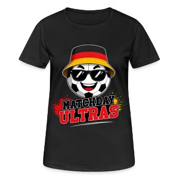 Matchday Ultras Fußball Fan Deutschland - Frauen T-Shirt atmungsaktiv - Schwarz - Vorne - AI Model Female 172 light (172cm)