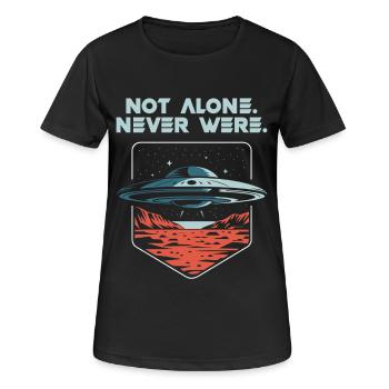 Not Alone. Never Were. UFO Alien Present Tense - Women's Breathable T-Shirt - black - Front - AI Model Female 172 light (172cm)