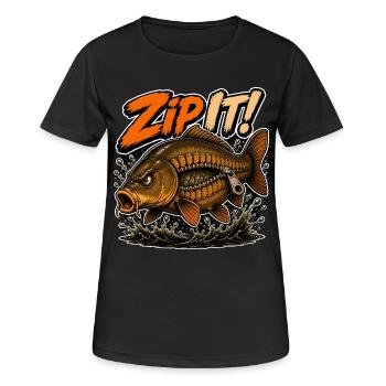 Zip It! Carp Fishing Design - Women's Breathable T-Shirt - black - Front - AI Model Female 172 light (172cm)