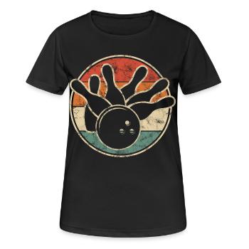 Retro Bowling Kegel Mit Kugel Für Kegel Club - Frauen T-Shirt atmungsaktiv - Schwarz - Vorne - AI Model Female 172 light (172cm)