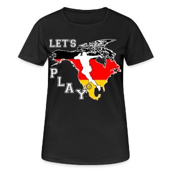 Nordamerika Flagge Fußball – Let's Play - Frauen T-Shirt atmungsaktiv - Schwarz - Vorne - AI Model Female 172 light (172cm)