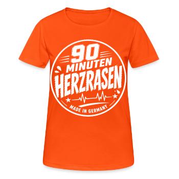 90 Minuten Herzrasen - Frauen T-Shirt atmungsaktiv - Neonorange - Vorne - AI Model Female 172 dark (172cm)