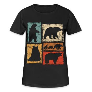 Bären Perspektiven Retro Tierdruck - Frauen T-Shirt atmungsaktiv - Schwarz - Vorne - AI Model Female 172 light (172cm)