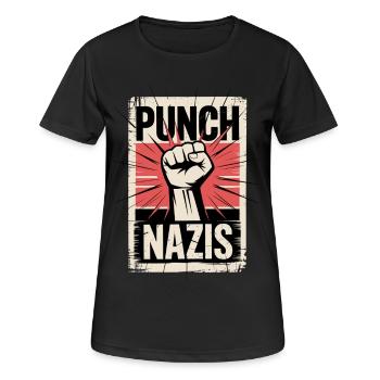 Faust gegen Nazis Poster - Frauen T-Shirt atmungsaktiv - Schwarz - Vorne - AI Model Female 172 light (172cm)