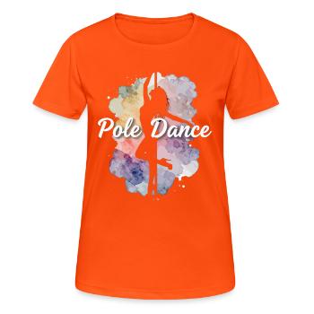 Silhouette de pole dance : femme aquarelle en talons hauts - T-shirt respirant Femme - orange néon - Devant - AI Model Female 172 dark (172cm)