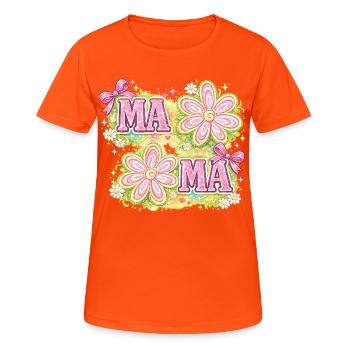 MAMA Fleurs Magiques et Nœuds Roses | Rétro Chic - T-shirt respirant Femme - orange néon - Devant - AI Model Female 172 dark (172cm)