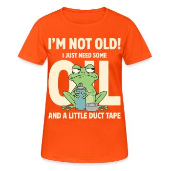 Pas vieux, il faut juste de l’OL et du ruban adhésif - T-shirt respirant Femme - orange néon - Devant - AI Model Female 172 dark (172cm)