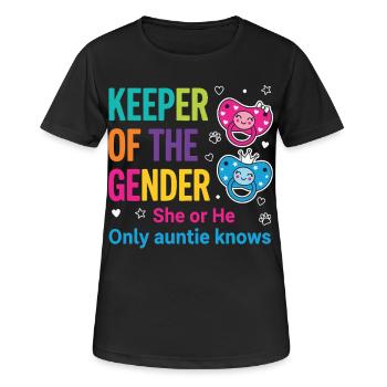 Gender Reveal Hüter des Geschlechts, das Tante kennt - Frauen T-Shirt atmungsaktiv - Schwarz - Vorne - AI Model Female 172 light (172cm)