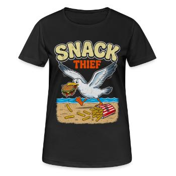 Retro Snack Thief Seagull Ocean Beach - Women's Breathable T-Shirt - black - Front - AI Model Female 172 light (172cm)