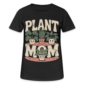Plants Mom Shirt with Flower Pots - Women's Breathable T-Shirt - black - Front - AI Model Female 172 light (172cm)