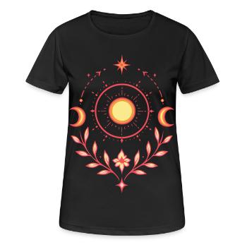 Mittsommer Sonne – Litha Pagan Design - Frauen T-Shirt atmungsaktiv - Schwarz - Vorne - AI Model Female 172 light (172cm)