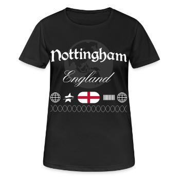 Nottingham England Streetwear Reise Souvenir - Frauen T-Shirt atmungsaktiv - Schwarz - Vorne - AI Model Female 172 light (172cm)