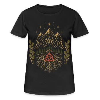 Wurzeln des Triglav-Gebirges - Frauen T-Shirt atmungsaktiv - Schwarz - Vorne - AI Model Female 172 light (172cm)