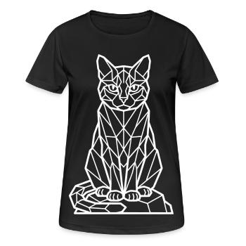 Geometrische Katzenlinie - white - Frauen T-Shirt atmungsaktiv - Schwarz - Vorne - AI Model Female 172 light (172cm)