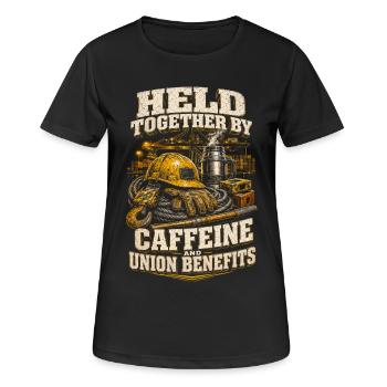 Dock Workers Caffeine And Union Benefits - Women's Breathable T-Shirt - black - Front - AI Model Female 172 light (172cm)