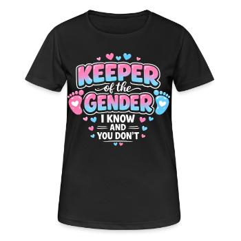 Hüter des Geheimnisses – Geschlechter-Enthüllungs-Partygirl oder G - Frauen T-Shirt atmungsaktiv - Schwarz - Vorne - AI Model Female 172 light (172cm)