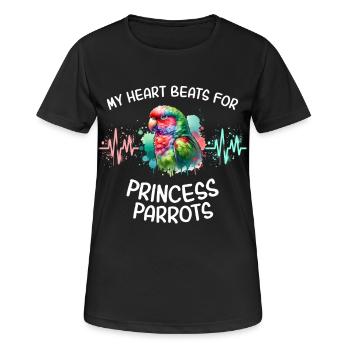 Alexandrasittich Herzlinie - Frauen T-Shirt atmungsaktiv - Schwarz - Vorne - AI Model Female 172 light (172cm)