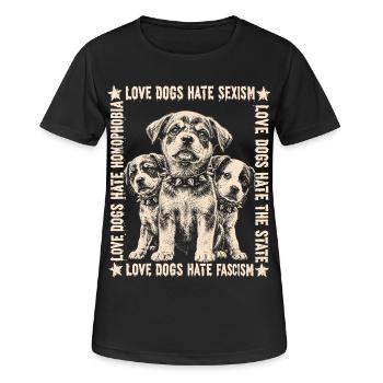 Chemise Love Dogs Hate Fascism - T-shirt respirant Femme - noir - Devant - AI Model Female 172 light (172cm)