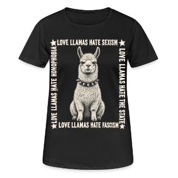 Love Llamas Hate Fascism Shirt - T-shirt respirant Femme - noir - Devant - AI Model Female 172 light (172cm)