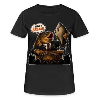 J’ai un design amusant de pêche à la carpe de la daurée - T-shirt respirant Femme - noir - Devant - AI Model Female 172 light (172cm)