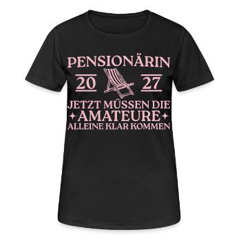 Pensionärin 2027 Liegestuhl Abschied Kollegin - Frauen T-Shirt atmungsaktiv - Schwarz - Vorne - AI Model Female 172 light (172cm)