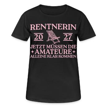 Rentnerin 2027 Liegestuhl – Abschied Kollegin - Frauen T-Shirt atmungsaktiv - Schwarz - Vorne - AI Model Female 172 light (172cm)