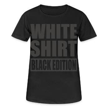 Weisses Shirt Black Edition White Shirt Black - Frauen T-Shirt atmungsaktiv - Schwarz - Vorne - AI Model Female 172 light (172cm)