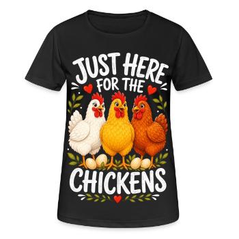 JUSTE LÀ POUR LES POULES - T-shirt respirant Femme - noir - Devant - AI Model Female 172 light (172cm)