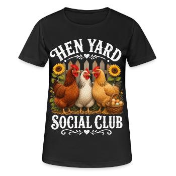 HEN YARD SOCIAL CLUB - Frauen T-Shirt atmungsaktiv - Schwarz - Vorne - AI Model Female 172 light (172cm)