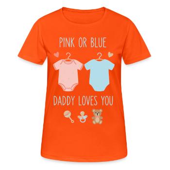 Gender Reveal Pink Or Blue Daddy Loves You Team - Women's Breathable T-Shirt - neon orange - Front - AI Model Female 172 dark (172cm)