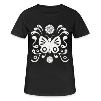 Boho Butterfly L White Cloud Dancer - Frauen T-Shirt atmungsaktiv - Schwarz - Vorne - AI Model Female 172 light (172cm)