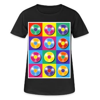 Vinyl Albums Pop Art Collage - Women's Breathable T-Shirt - black - Front - AI Model Female 172 light (172cm)